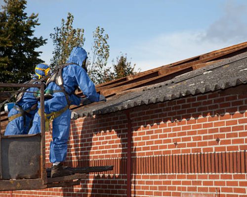 Protective workwear for manual workerIf you want more images with asbestos removal in progress please click here.